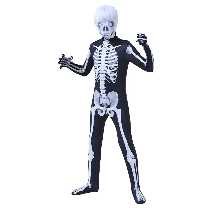 Halloween Cosplay Costume Skeleton Bone Clothes Superhero Jumpsuit Children's and Adult Spiderman Cosplay costume Jumpsuit Gift