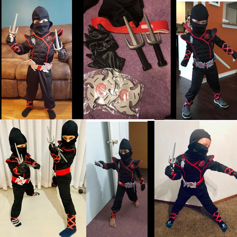 Black Ninja Costume Anime Ninja Toy Set Fighting Samurai Costume Mask Children's Holiday Best Gift