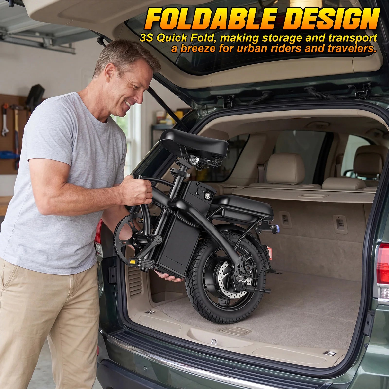 560W Foldable Electric Bike for Adults Detachable Battery 24 MPH Urban Commuter