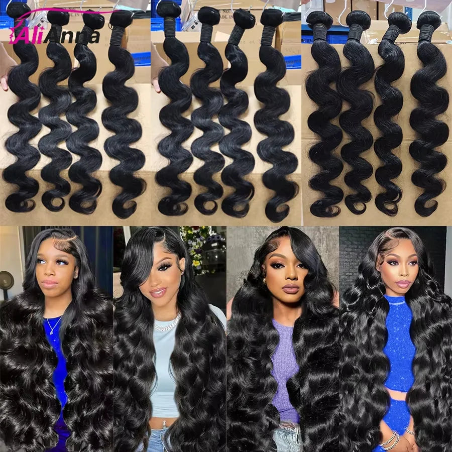 Body Wave Remy Brazilian Human Hair Bundles With HD Lace Closure 2x6 4x4