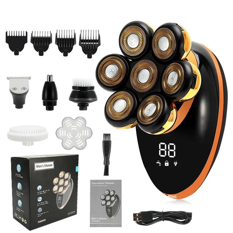 Men 7D Floating Electric Shaver Wet Dry Hair Trimmer