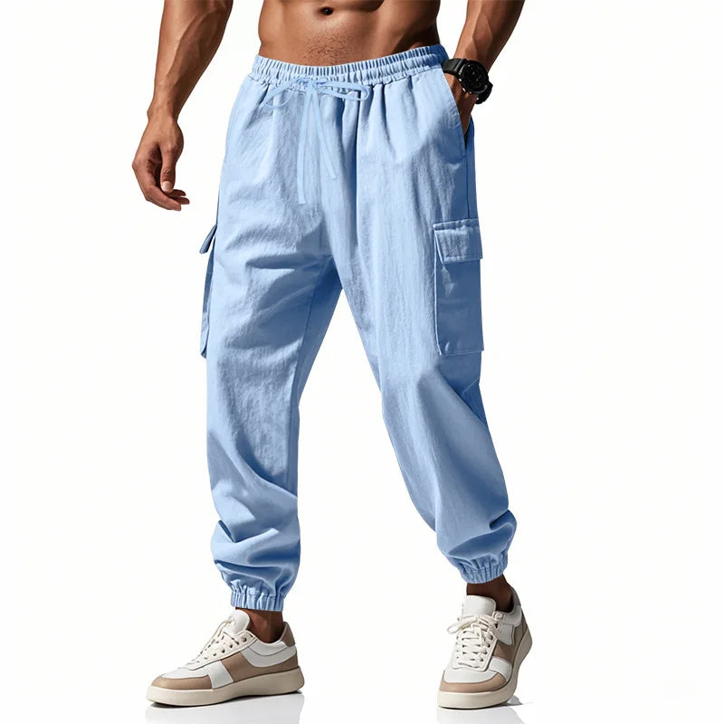 Mens Cotton Linen Work Pants Breathable Casual For Spring Autumn Beach