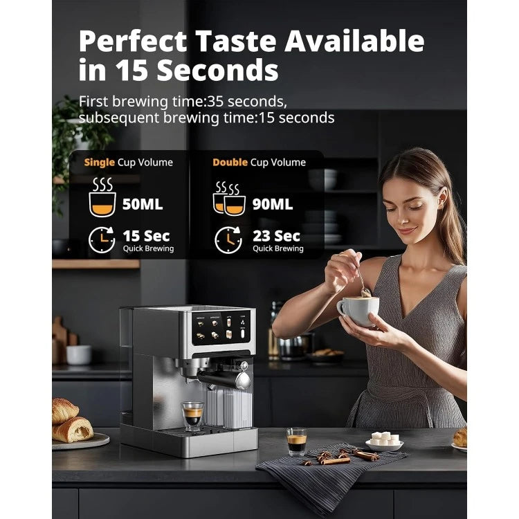 Espresso Cappuccino Machine 20 Bar Dual Boiler With Automatic Milk Frother 3in1