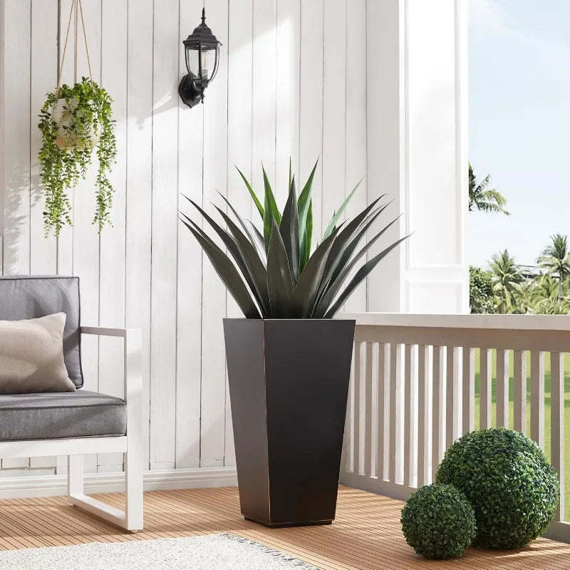 Metallic Taper Planter 26 Inch Tall Tapered Planter Indoor Outdoor