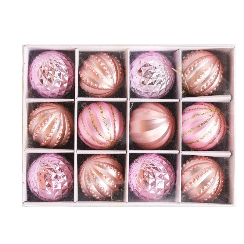 6cm Purple Red Christmas Ball Ornaments 12 Pcs Decorations