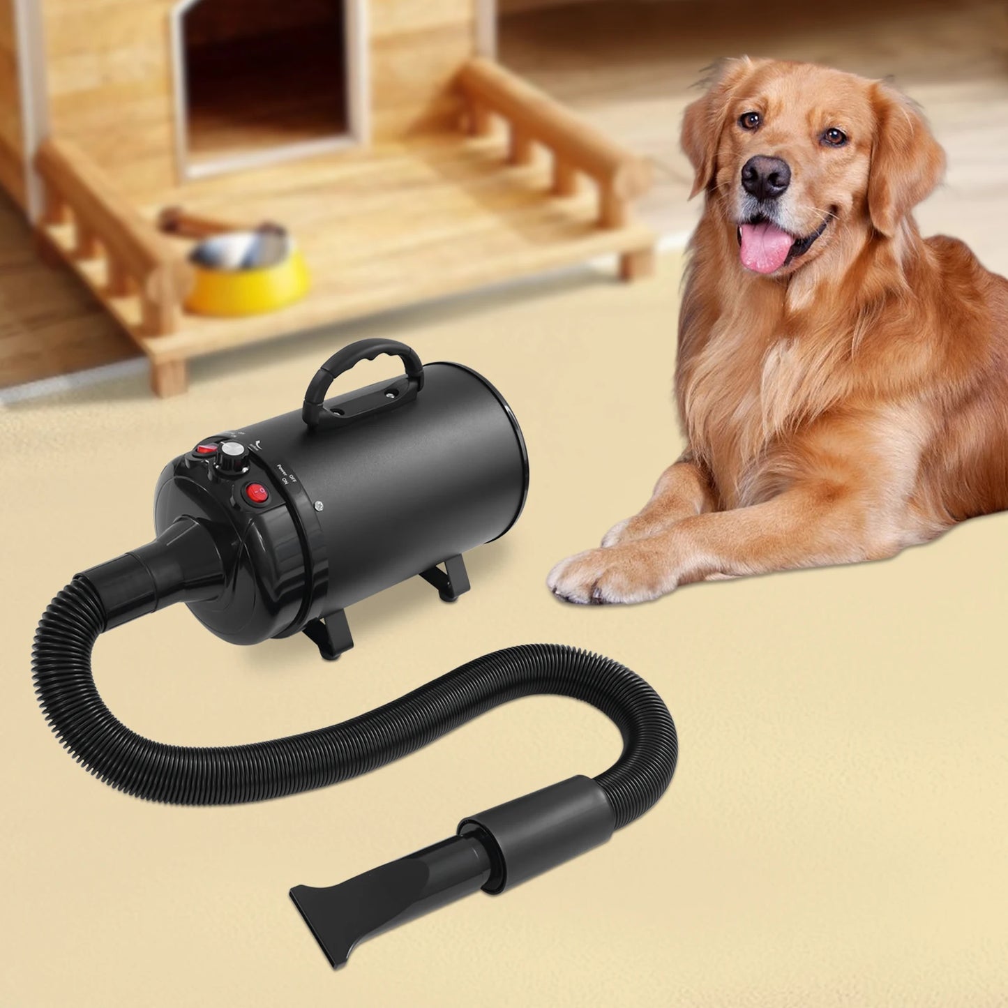 2200W Pet Hair Dryer with Adjustable Wind Speed and 4 Nozzles