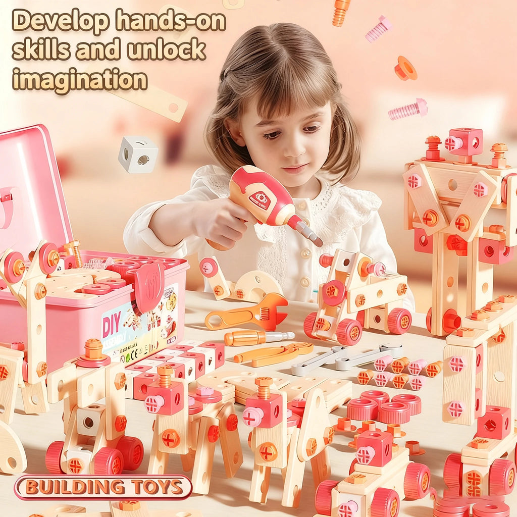 Kids Toolbox Puzzle Drill Toy Set Educational Screw Removal Electric STEM Gift