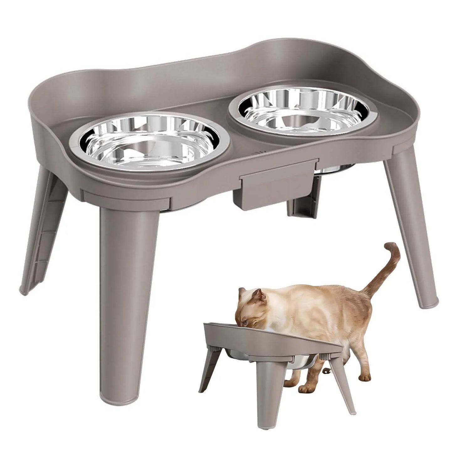 Raised Stand Elevated Dog Feeder Non-Slip No Spill Design Bowl