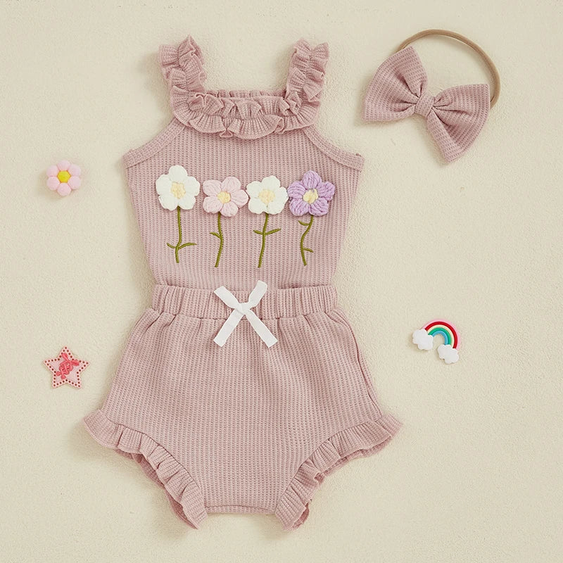 Toddler Girl Floral Romper Set Sleeveless Jumpsuit Summer Outfit
