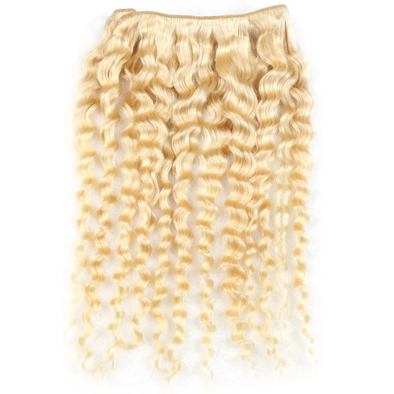 613 Honey Blonde Brazilian Remy Human Hair Weave Bundles Deep Wave Double Weft 8 To 30 Inch