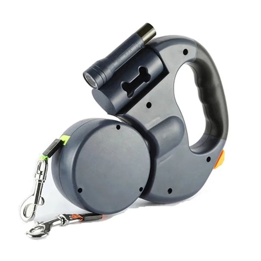 Dual Dogs Pet Leash Ropes Auto Retractable Flexible Strap