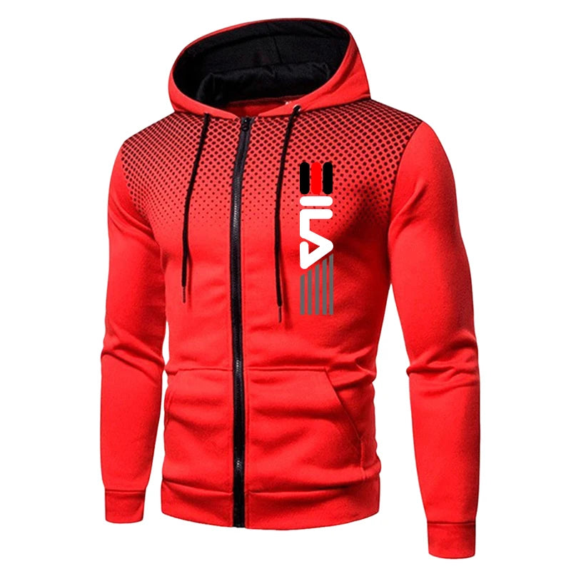 Mens Zipper Hoodie Tracksuit Set With Joggers Autumn Winter Sportswear