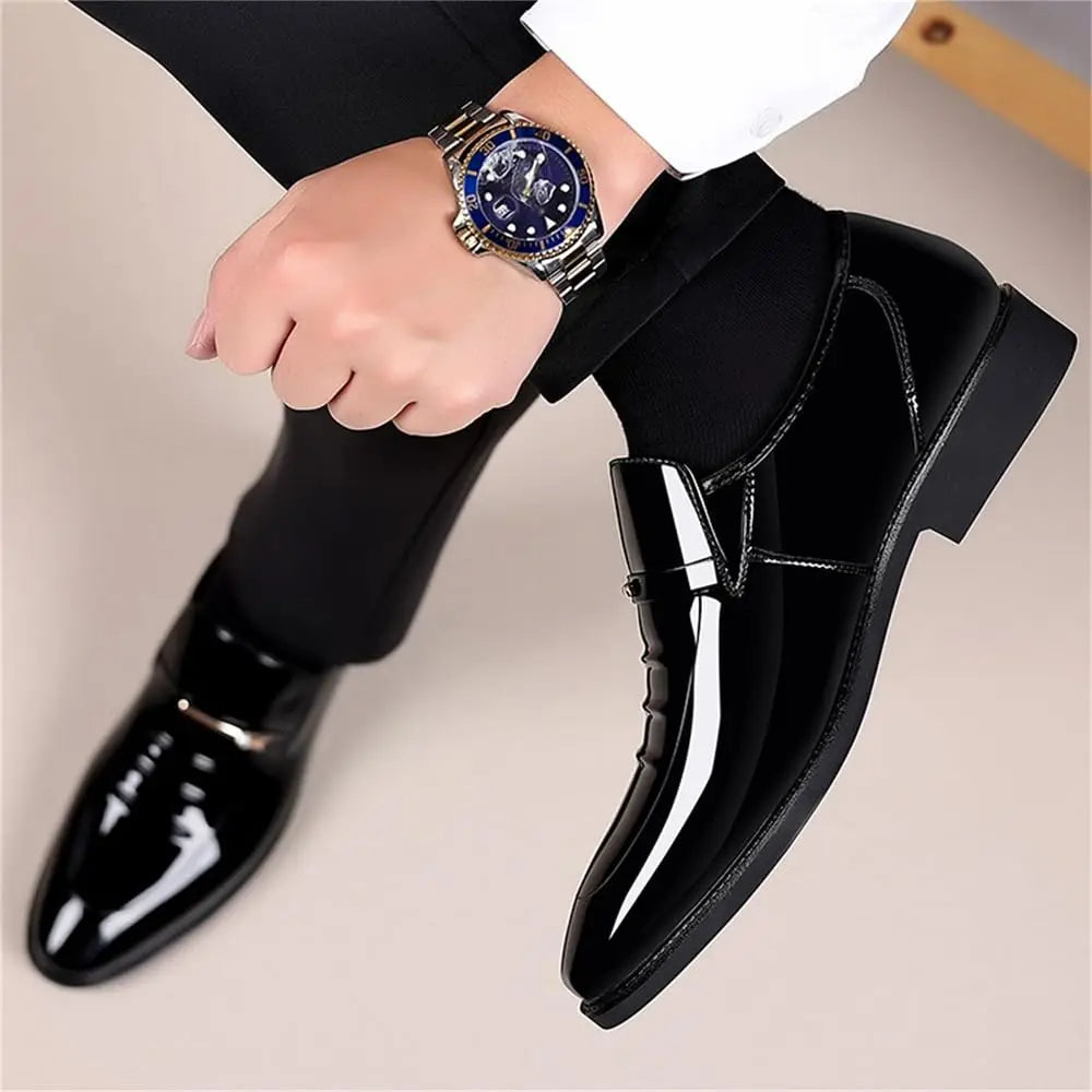 Mens High Gloss Patent Slip On Loafers Dress Shoes Formal Comfort