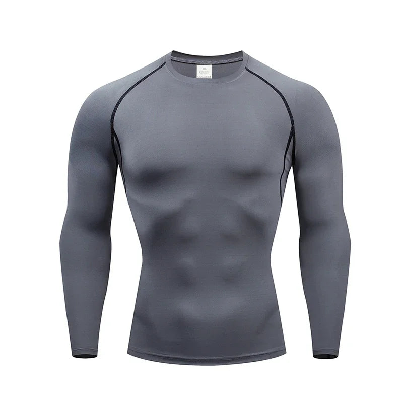 Men 2025 Long Sleeve Turtleneck Compression Rash Guard Base Layer Shirt