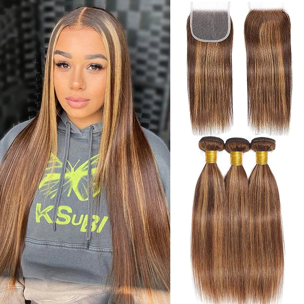 Burmese Virgin Human Hair Bundles With Closure 12A Straight Remy 100 Percent Unprocessed Raw Hair 3 Wefts 1 Closure