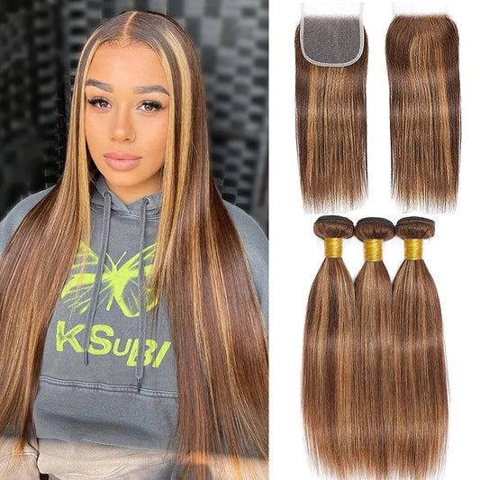 Burmese Virgin Human Hair Bundles With Closure 12A Straight Remy 100 Percent Unprocessed Raw Hair 3 Wefts 1 Closure