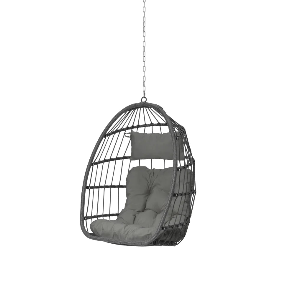 Outdoor Garden Rattan Egg Swing Chair Hanging Chair Set