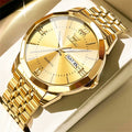 OLEVS Mens Quartz Watch Waterproof Stainless Steel Luminous Dial Date Week Dress