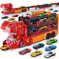 59IN Foldable Dinosaur Transport Truck with 12 Cars Gift