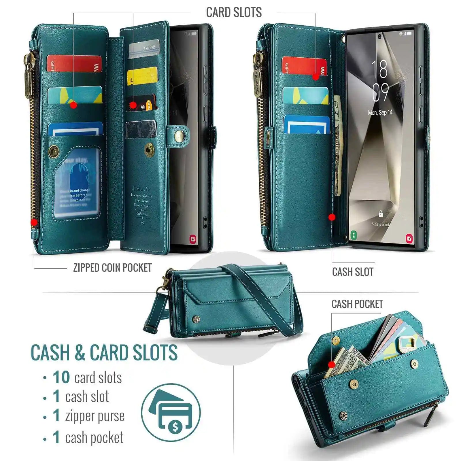 Samsung Galaxy Crossbody Wallet Case With Card Holder S24 S23 Ultra S22 S21 S20