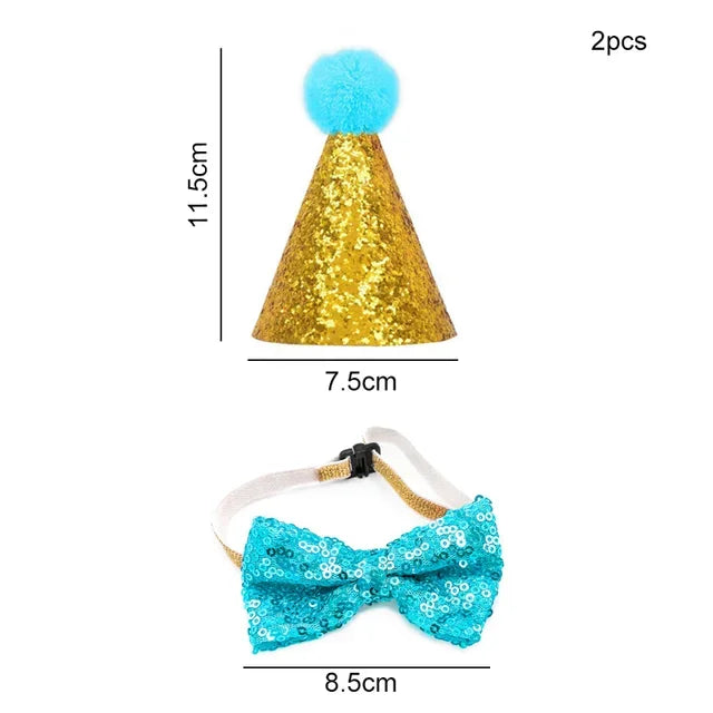 Pets Happy Birthday Decoration Dog Costume Hats Bowknot