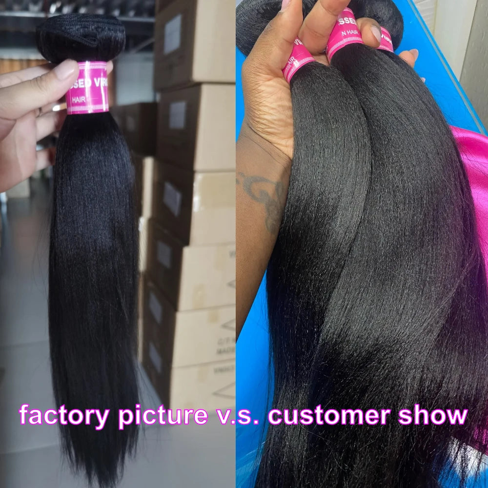 UNice Yaki Straight Remy Human Hair Bundles 100g Per Bundle 8 To 26 Inch Color