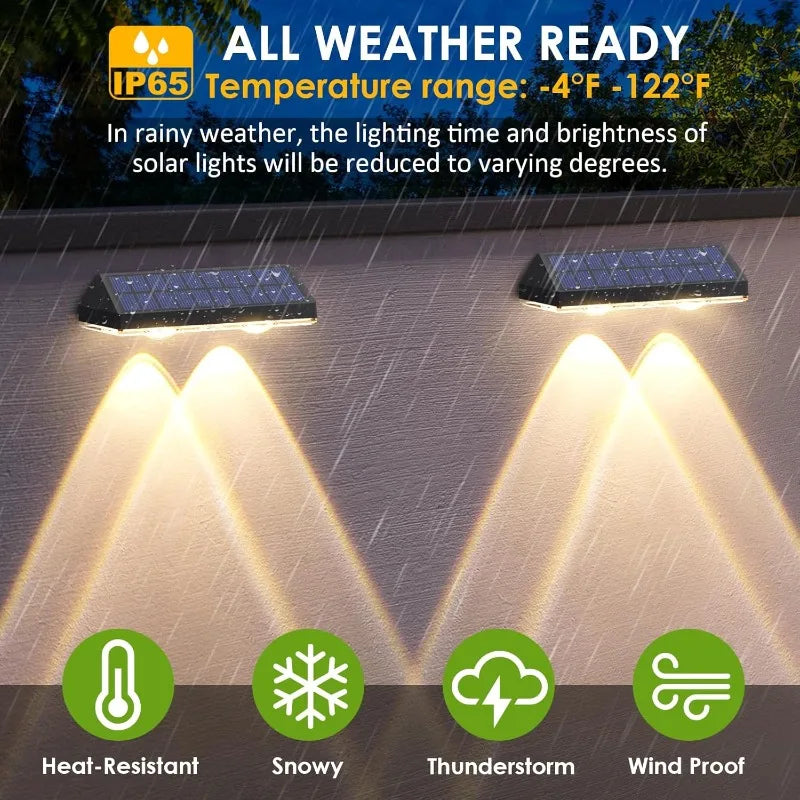 Solar Fence Lights Outdoor IP65 Waterproof 2700K 4000K 6000K Three Mode