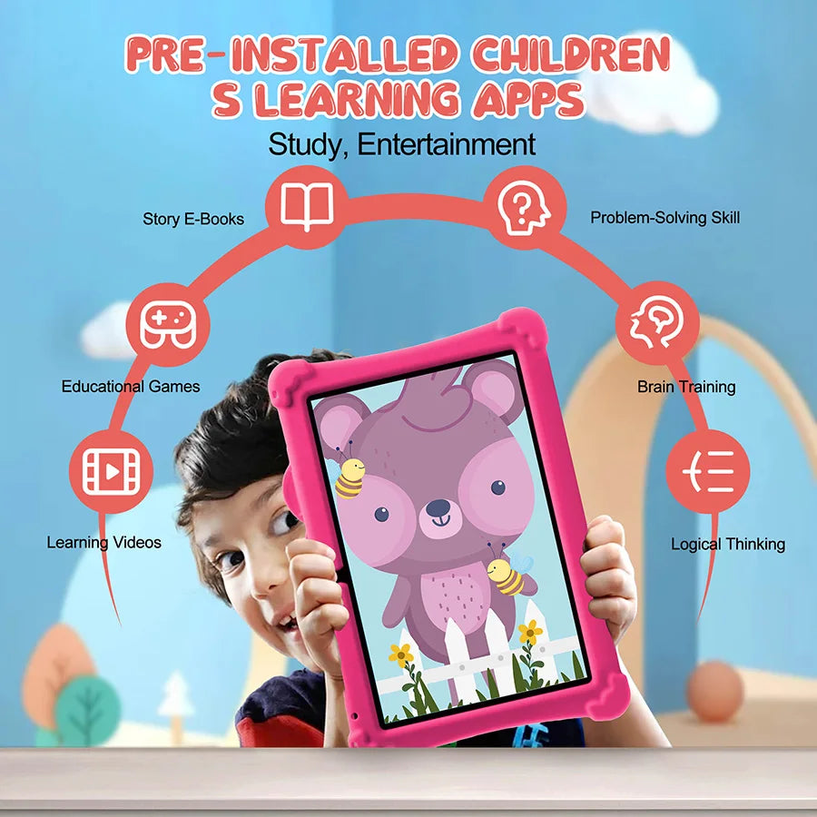 ATMPC Kids Tablet PC 10.1 Inch Android 14 with 6GB RAM