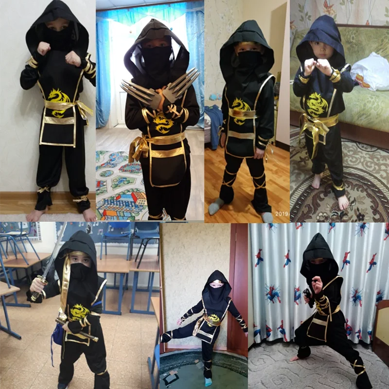 Black Ninja Costume Anime Ninja Toy Set Fighting Samurai Costume Mask Children's Holiday Best Gift