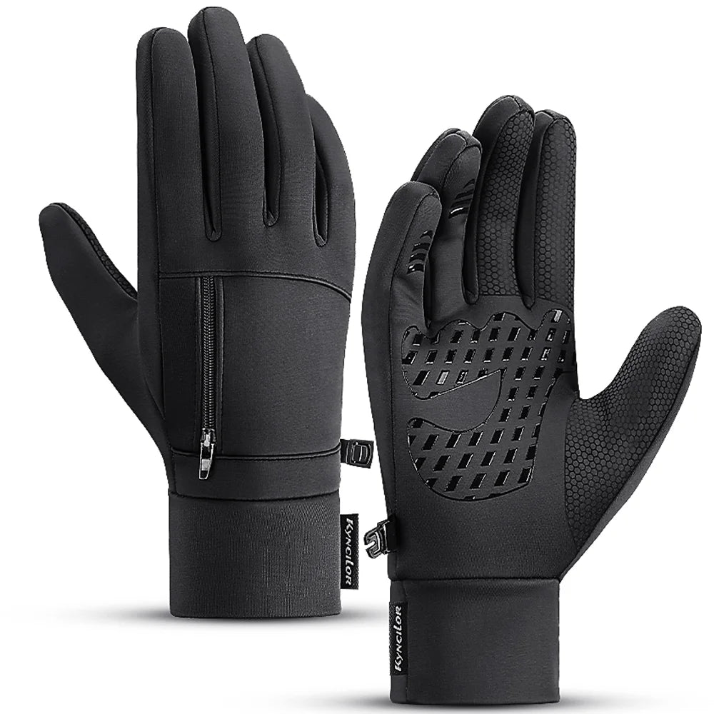 Unisex Winter Cycling Gloves Waterproof Windproof With Touchscreen Silicone Palm