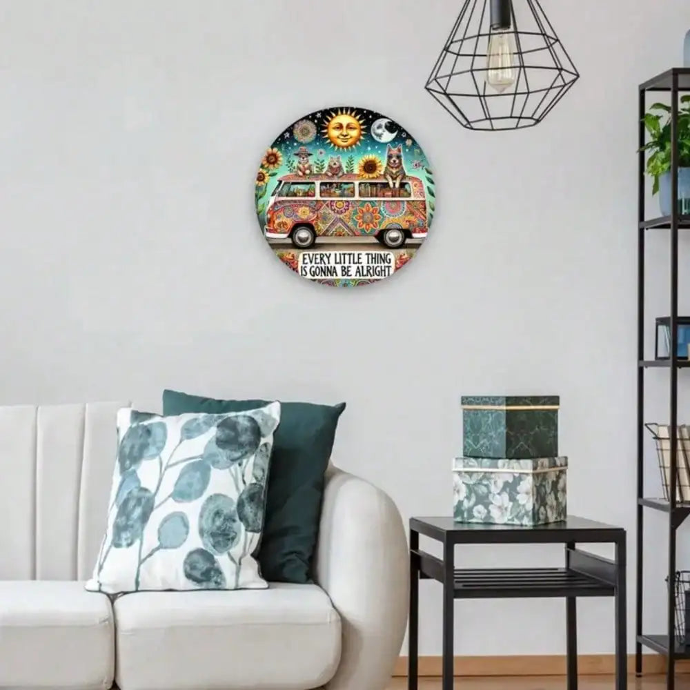 Animal Hippie Van Metal Sign 8x8 Inch Wall Sculpture Gift