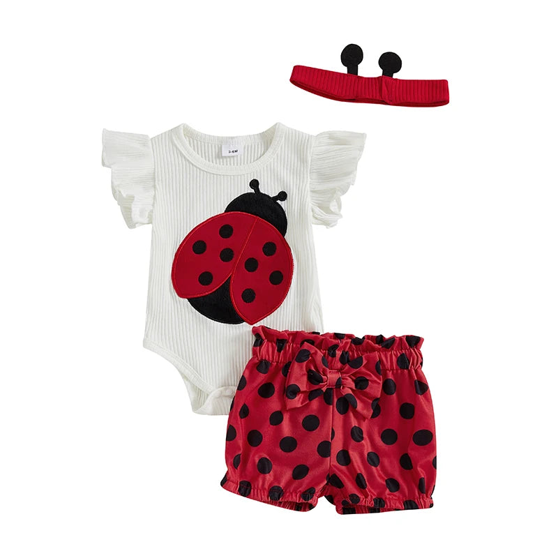 Toddler Girl Floral Print Sleeveless Romper Ruffle Shorts Headband 3Pcs Outfit Set