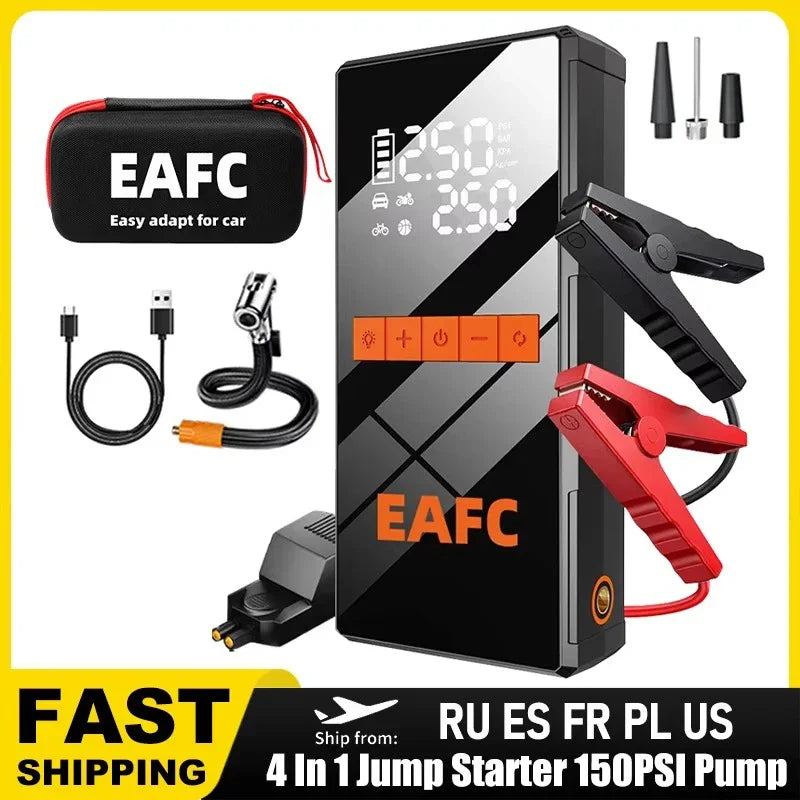 12V Car Jump Starter 4 In 1 Wireless Tire Inflator Pump