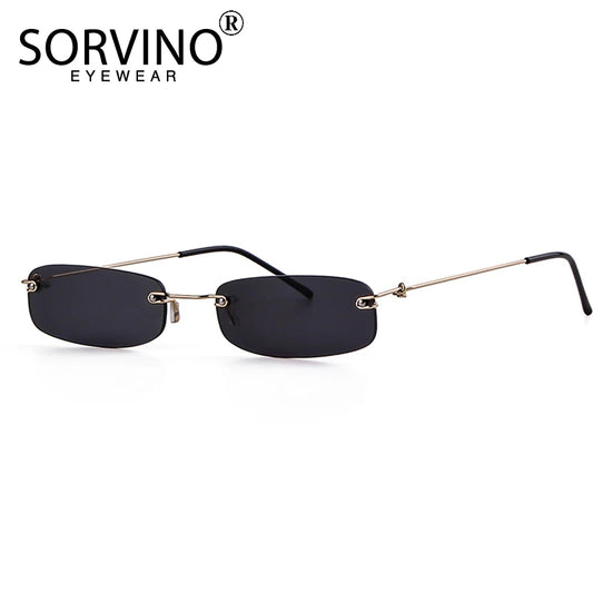 Sorvino Small Orange Rimless Rectangle Sunglasses 2022 for Men and Women 90s Designer Tiny Narrow Frameless Tint Sun Glasses Shades SP40