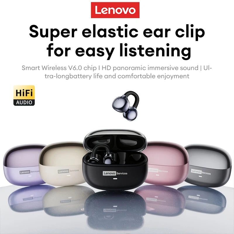Lenovo LE302 Wireless Bluetooth 6.0 Ear Clip Earbuds With Charging Case