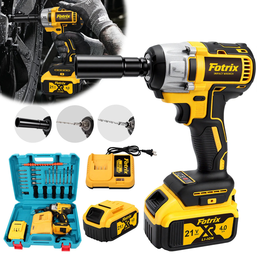 Cordless Brushless Impact Wrench 665 Ft Lbs 900 Nm Electric Driver 2x4000mAh