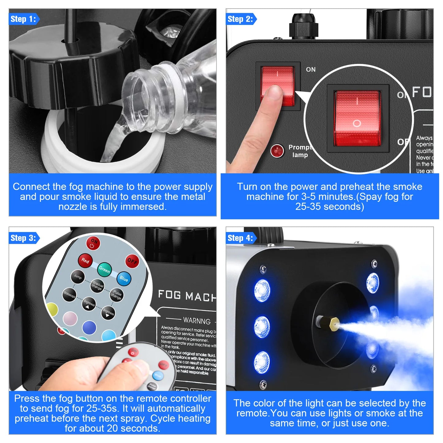 Yiflamefly 1200W Fog Machine With RGB Lighting For Stage