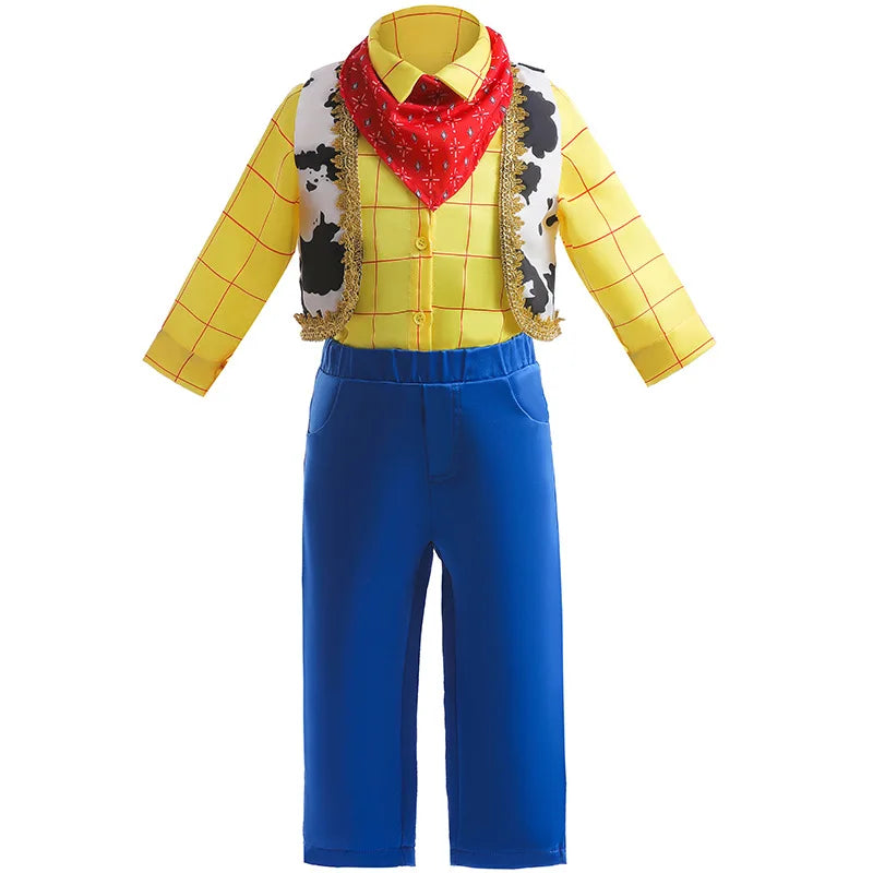 Toy Jessie Woody Costumes for Girls Boys Birthday Halloween Cowboy matching Sets Fancy Dress Kids Outfit performance Clothes Set