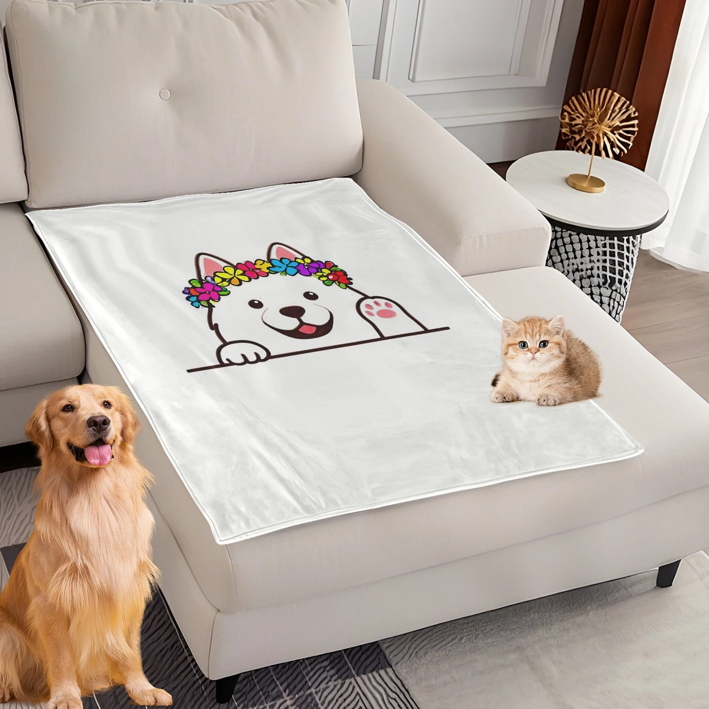 Dog Bed Mat Blanket Soft Fluffy Pet Blanket Dog Pattern