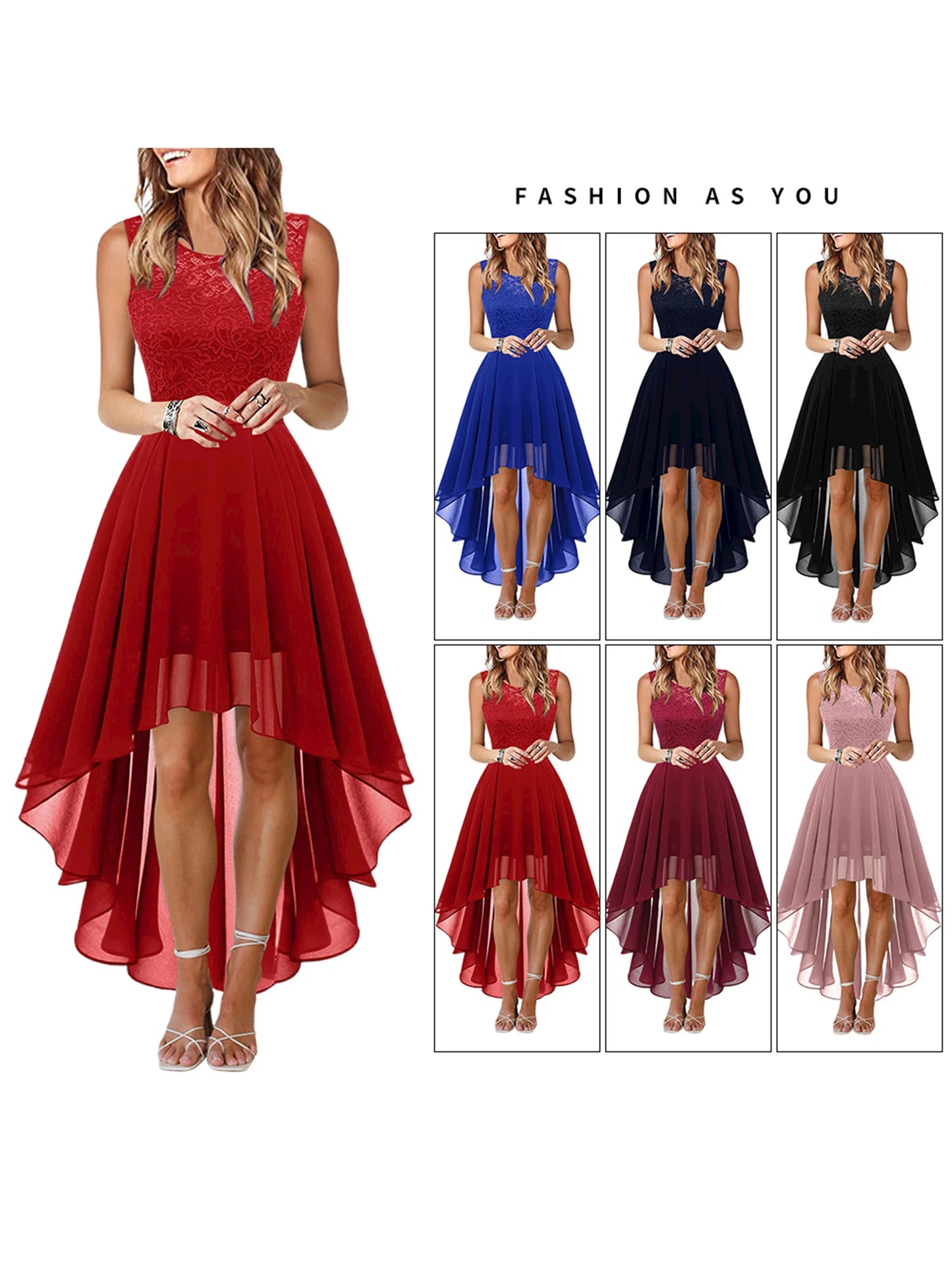 Vintage Women Summer Lace Dress Beach Sundress Slim Fit