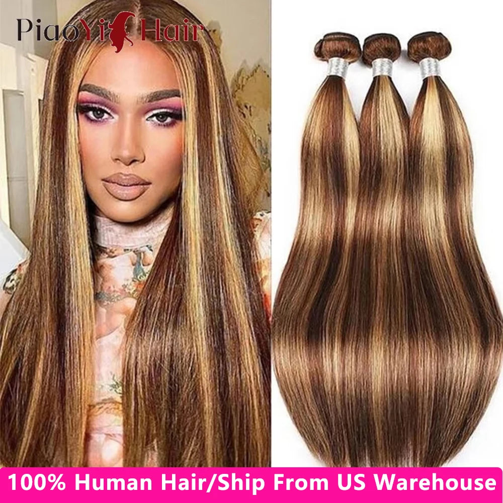 20 22 24 P4 27 Straight Hair Bundles Honey Blonde 12A Grade Human Hair Remy