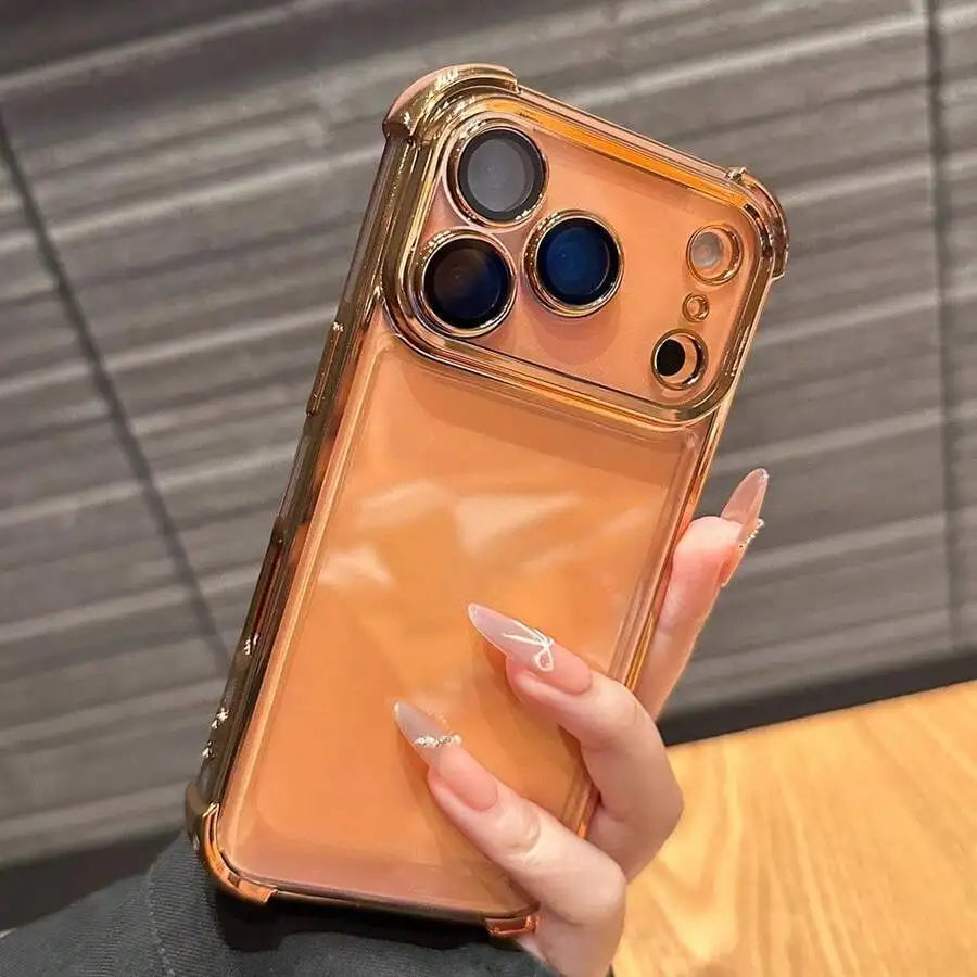 Luxury Cushioned Shockproof Plated Transparent Case For iPhone 17 16 15 14 13 12
