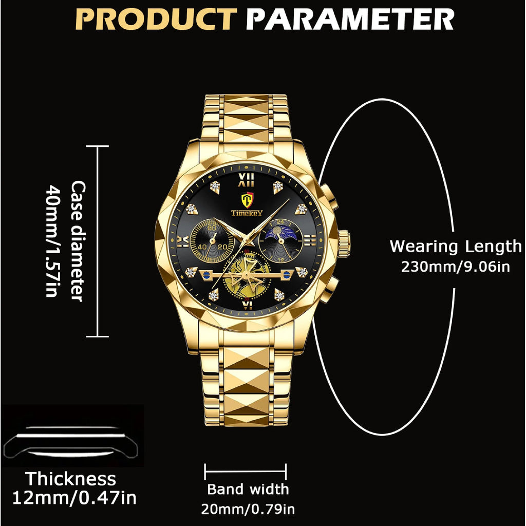 Luxury Mens Sport Leather Quartz Watch Waterproof Luminous Chronograph With Box