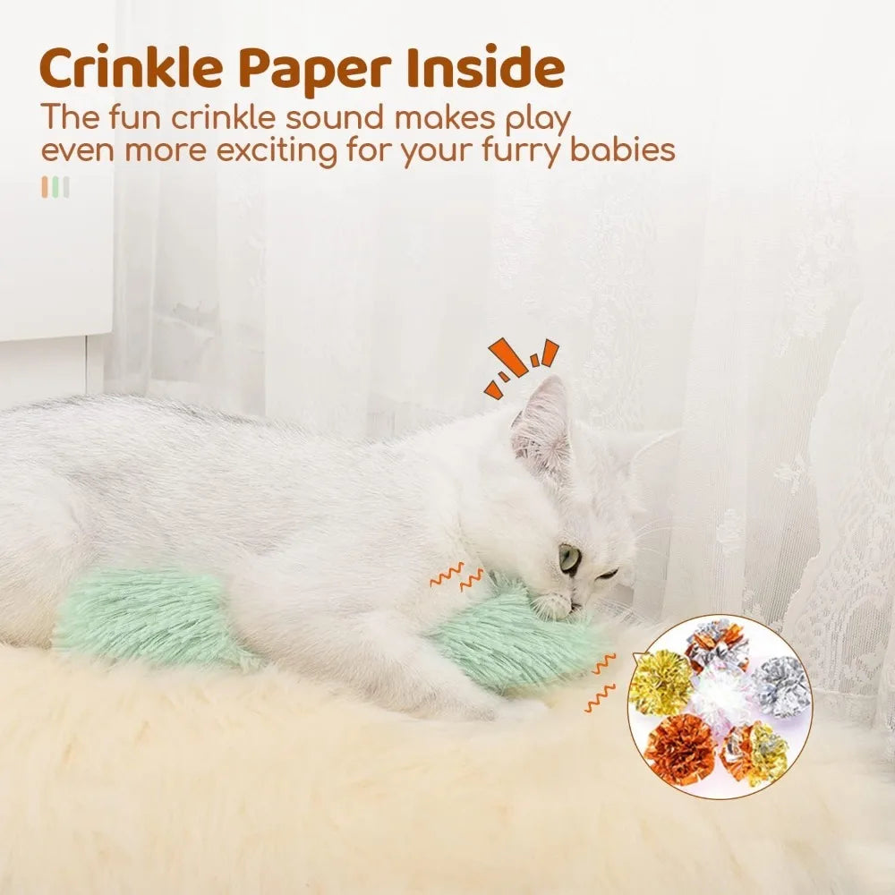 Cat Toys Pillows,Soft and Durable Crinkle Sound with Catnip Inside, Interactive Indoor Kitten Kicker, Promotes Kitty Exercise