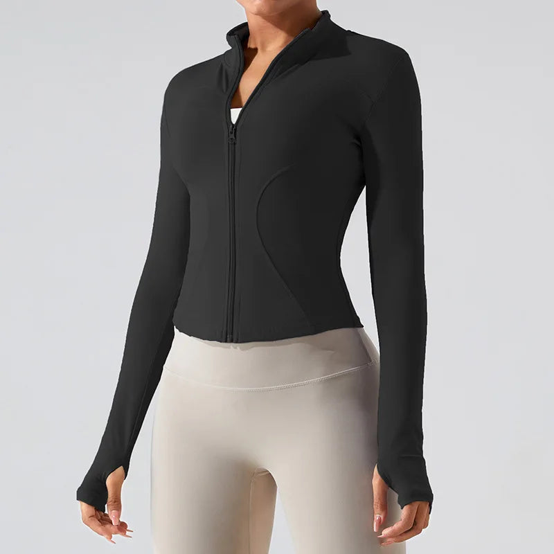 Zipper Long Sleeve Sports Jacket Women Gym Yoga Activewear Top