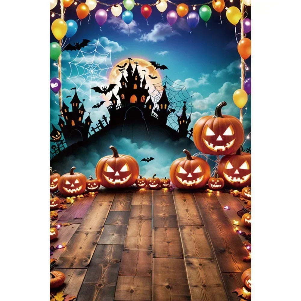 Halloween Party Backdrop Full Moon Horror Night Castle Pumpkin Outdoor House Party Decoration Banner Photography Background