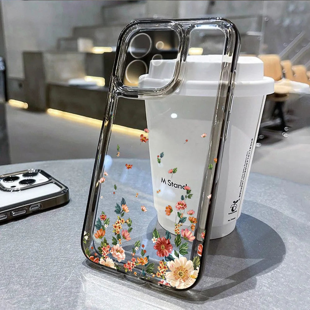Floral Clear Silicone Phone Case For IPhone 17 Pro Max 16 15 14 13 12 11 SE