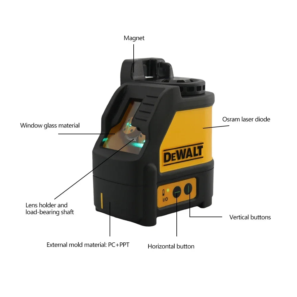 DeWalt DW088CG Green Laser Level Two Line Automatic Leveling High Precision Horizontal and Vertical Marking