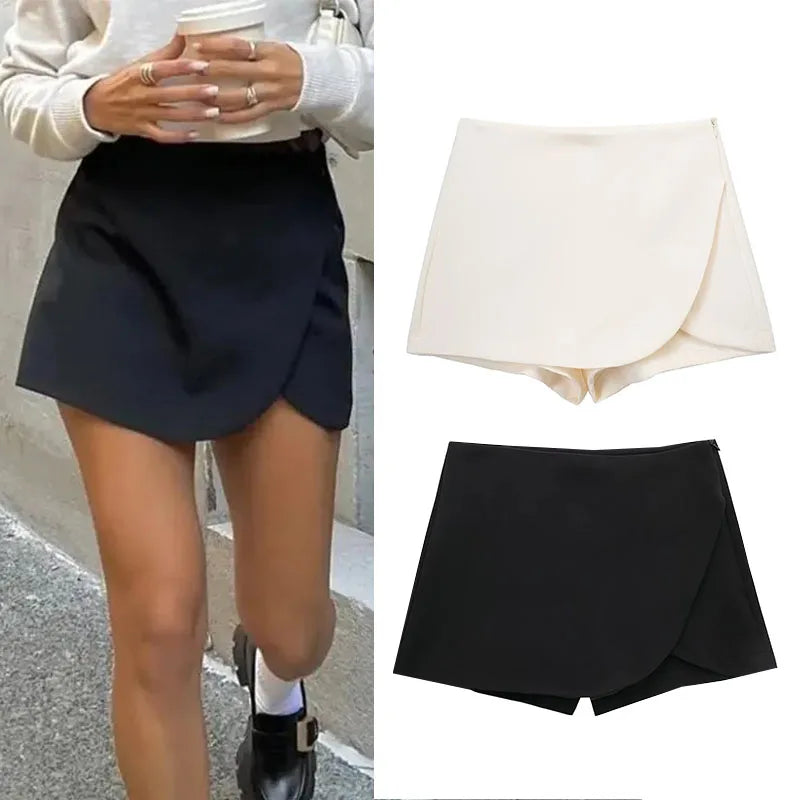 Mujer 2025 Asymmetric Skort For Women High Waist Pink Black