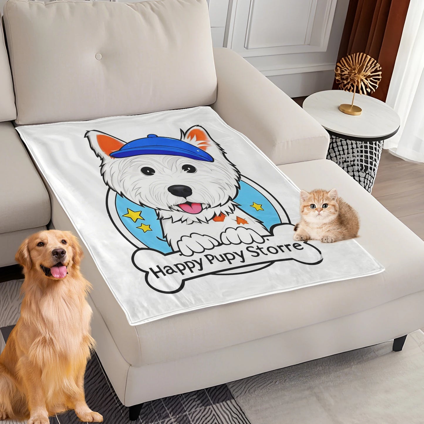 Dog Bed Mat Blanket Soft Fluffy Pet Blanket Dog Pattern